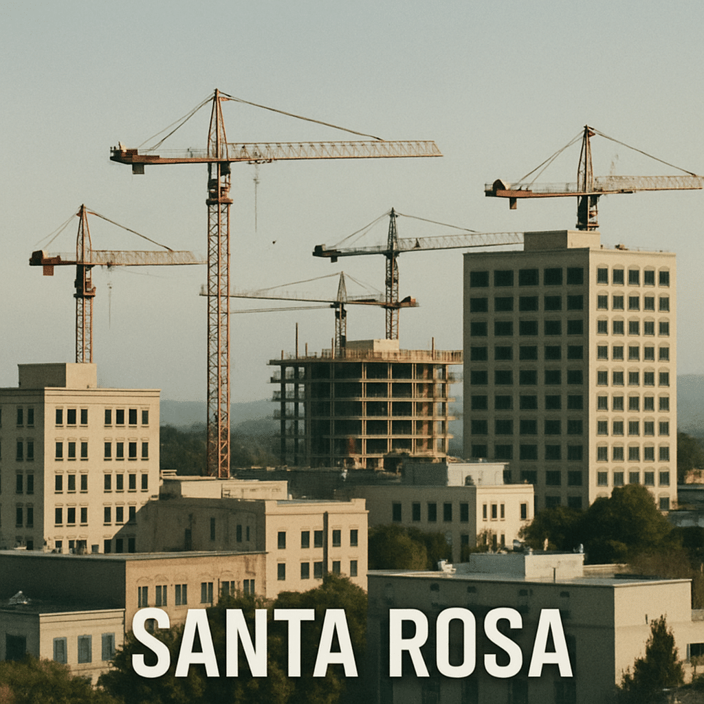 Santa Rosa skyline with construction cranes