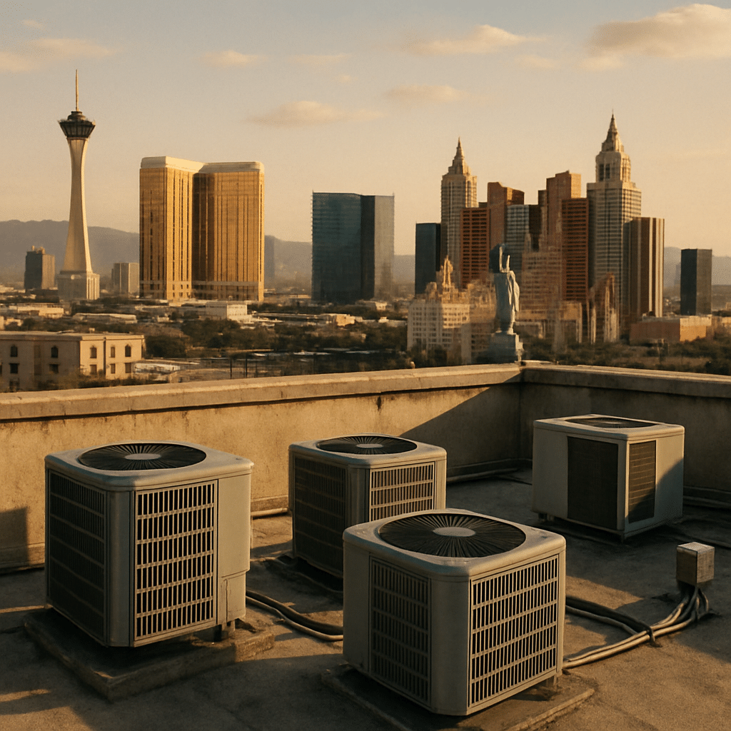 Las Vegas skyline with HVAC units