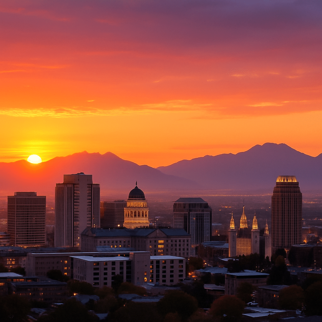 Salt Lake City skyline at sunset