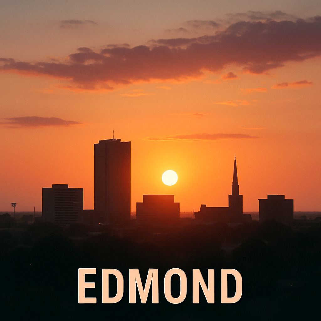 Edmond skyline at sunset