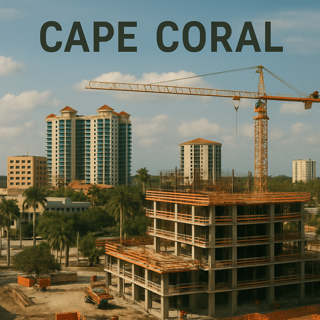 Cape Coral skyline with construction site