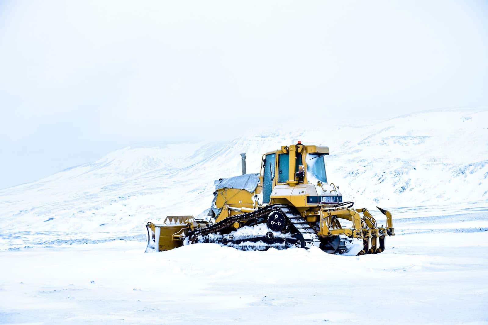 Construction site with severe weather conditions