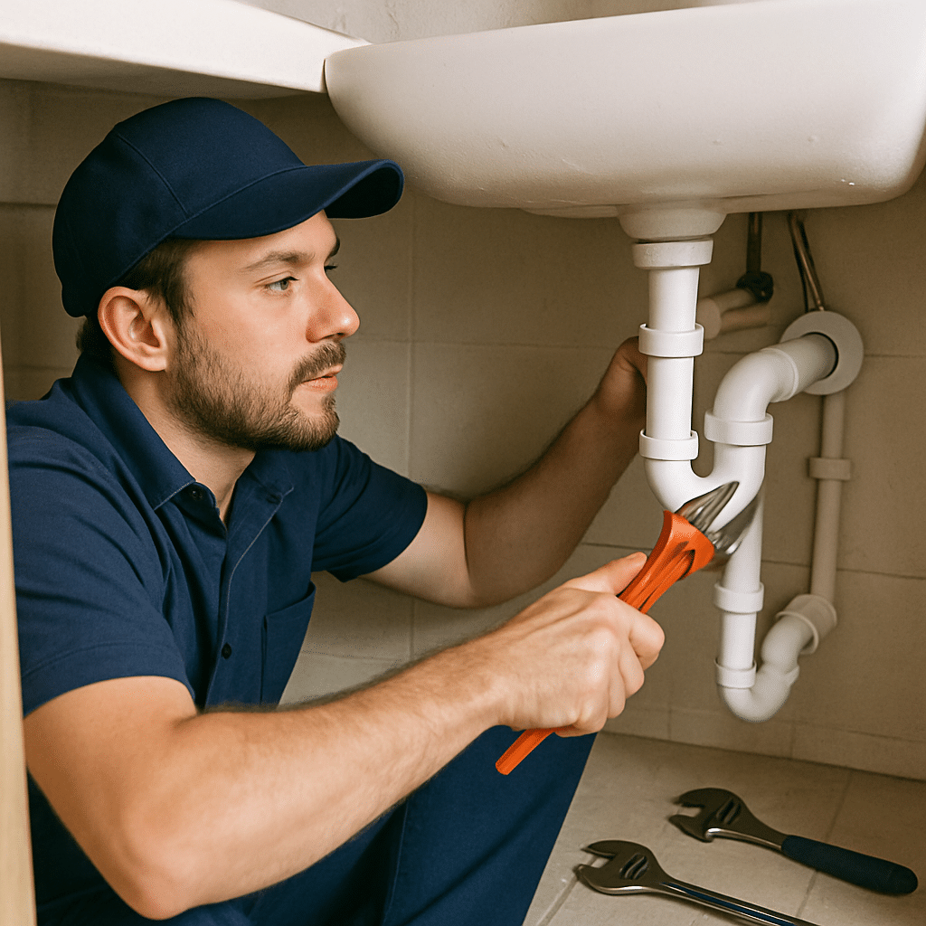 plumber fixing a sink