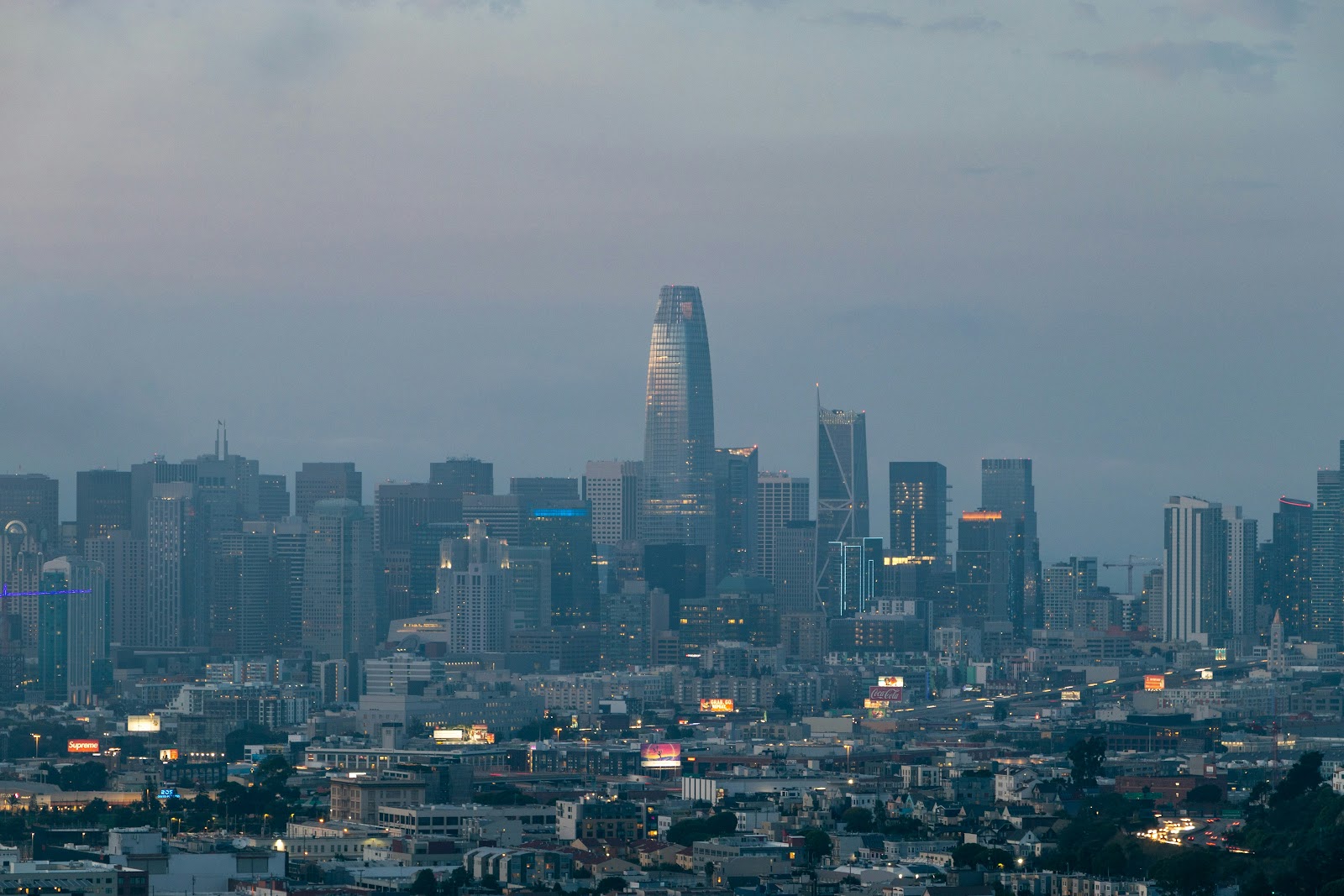 Los Angeles skyline with construction cranes