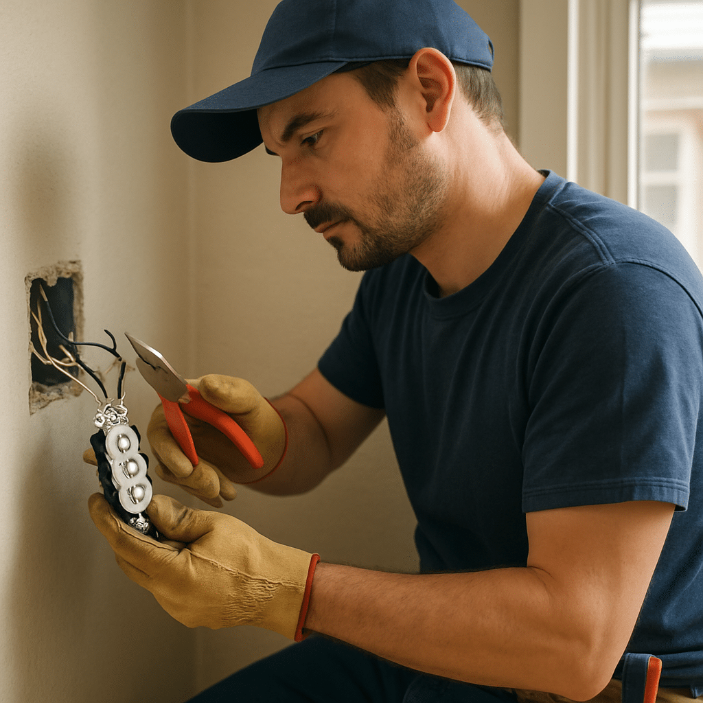 Residential electrician working