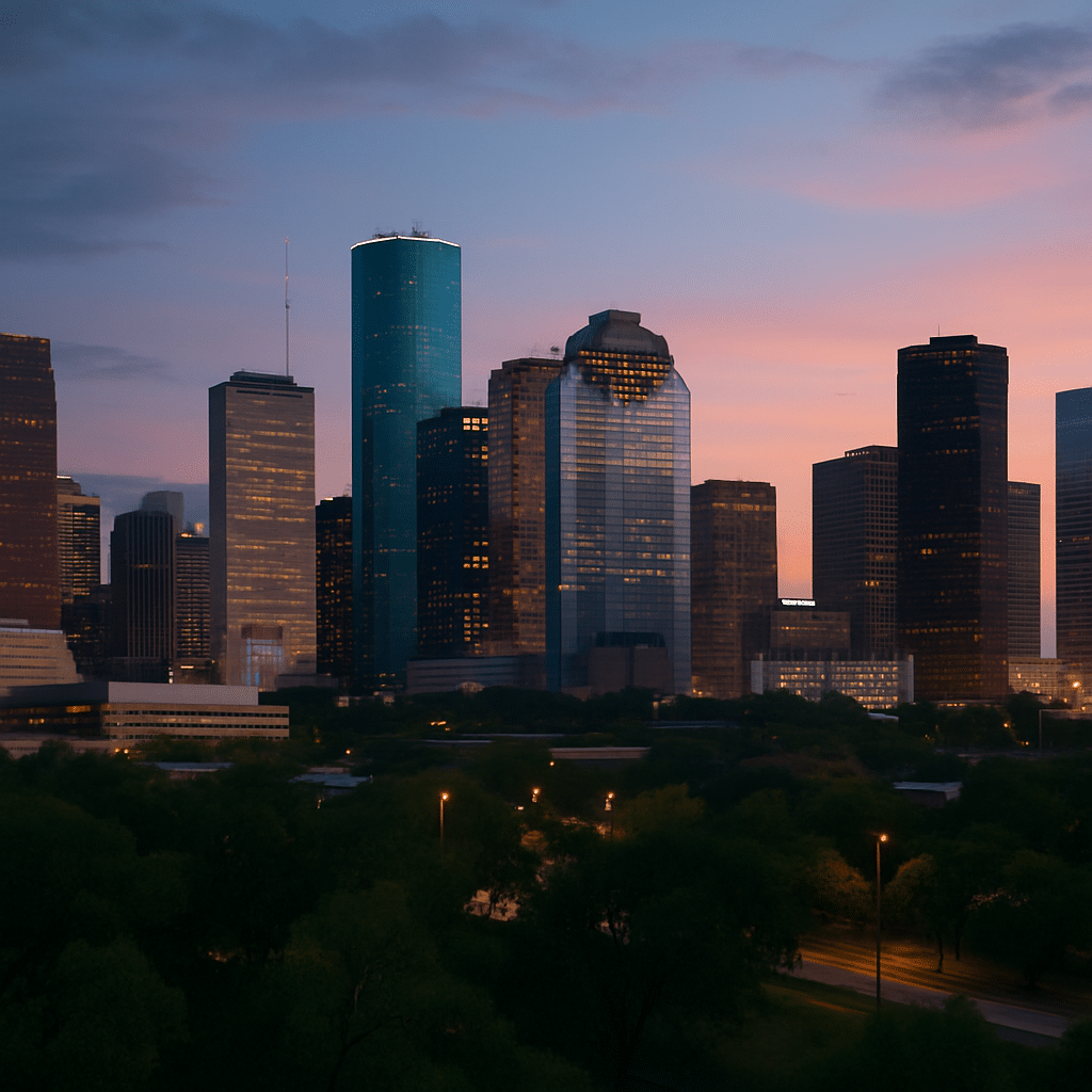 Houston skyline at dusk
